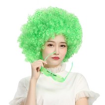 점보 초록색 뽀글이 가발-파티 코믹 녹색 행사
