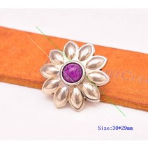 비즈공예 원석 10pcs 30Mm 실버 서양 노란색 구슬 꽃 Conchos 스크류 백 DIY Leathercraft 벨트 수하물 가, 07 Purple Bead