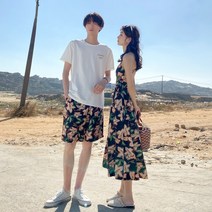 DFMEI 여름옷 봄 가을 커플룩 세트 비치 원피스 바캉스룩 미니멀한 디자인감