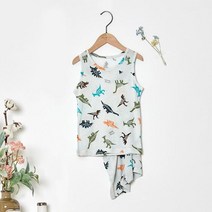 모이모이깜피 아동용 텐셀 민소매 내의 실내복 상하세트 알파벳디노