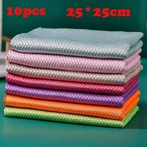큰 10pcs 30X40cm 럭셔리 마이크로 화이버 유리 연마 걸레 물고기 규모 헝겊 주방 창 자동차 거울 가구에 대 한 청소 타월, 10 PCS 25cmx25cm, 01 10 PCS 25cmx25cm