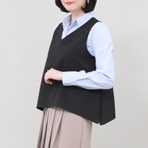 애비뉴투지 엄마옷 블랙 브이 라운드 여성 봄 가을 크랍 조끼 베스트 V04372