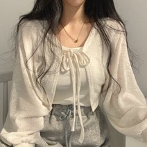 앙고라 가디건 니트 카디건 얇은 흰색 붕대 랜턴 슬리브 짧은 코트 풀 팜므 웨어 탑 걸