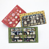 민화용돈봉투, (002) 가로봉투 장막책가도