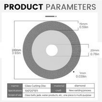 타일 졸리컷 각도 면치기 모따기 100mm 유리 커팅 디스크 다이아몬드 대리석 톱날 옥, 22mm, 회색