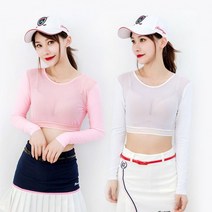 매쉬 여성 라운드넥 골프 탱크탑 통풍메쉬 이너웨어 통풍 긴팔 볼레로 트레이닝 쿨티셔츠