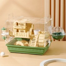 새하영 햄스터집 투명 깨물기 방지 대형 햄스터 하우스 케이지, 타입3, 그린