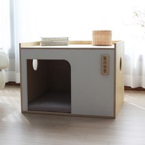 밀리언펫 자체제작 컬러풀 원목 우드 애견하우스 강아지집 펫하우스 대형, 네추럴+방석(베이지)