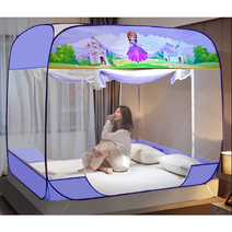 [민9직9] 캐릭터 원터치 모기장 싱글더블 초간단 설치 실내 가정용 방충망, 02. 달나라 블루