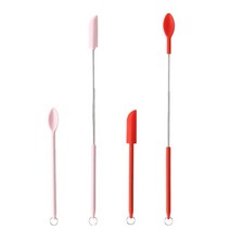 베이킹 도구 제작 재료 케익 쿠키틀 홈 빵틀 실리콘 머핀 Fais du 3 in 1 2-4pcs 미니 텔레스코픽 주걱 항아리 잼 병 스크레이퍼 화장품 교수형 버클 주방 액세서리, 레드와 핑크 4개