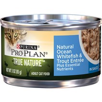 Purina Pro Plan True Nature Natural Ocean Whitefish 송어 앙트레 캣 푸드 통조림 3온스 24캔 케이스