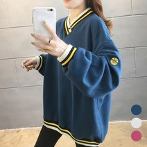 [오늘발송] 스타일아유 겨울 320g 브이넥 스트라이프 기모 맨투맨 두꺼운 티셔츠 긴팔