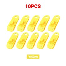 비박 야침 텐트 방수포 클립 캐노피 클립 버클 야외 윈드 로프 클램프 재사용 가능한, 10개 노란색