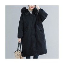 50대 중여성 엄마옷 여성용 패셔너블하고 세련된 오버사이즈 모피 카라 데님 재킷 루즈한 중간 길이 퀼팅 도톰한 파카 코튼