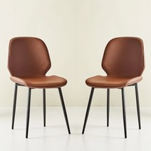 1+1 모던체어 2p 인테리어 고급 가죽 식탁의자, 브라운 1+1