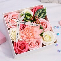 비누꽃 비누꽃바구니 꽃다발 플라워박스 발렌타인 데이 선물 diy 비누 꽃 선물 장미, 장미 상자 핑크