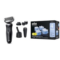 Braun 남성용 브라운 전기 면도기 방수 포일 시리즈 77075cc 습식 & 건식 수염, Clean Carts 4ct