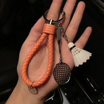 배드민턴가방 테니스가방 귀여운 미니 3d 금속 라켓 키 체인 자동차 열쇠 고리 펜던트 가죽 로프 키 체인 열쇠 고리 for woman man charms 선물 110, 6-사진으로