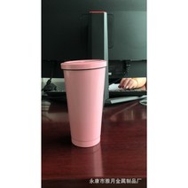 500ml 스테인리스강 빨대컵 더블 진공커피컵 304 보온컵 차량용 물컵 버블티 덮개 콜드컵 보온 보냉 커피 텀블러, 800ml, 분홍색