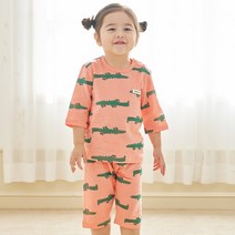 더미누 크로커 무형광 자가드편면 칠부 실내복