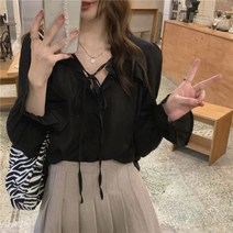 여성 에스닉 프렌치 프릴 스트링 로맨틱 블라우스 여름 고퀄리티 셀럽 루즈핏 셔츠