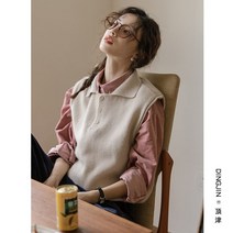 여성봄조끼 루즈핏 빅사이즈 봄 가을 심플 셔츠 니트 조끼