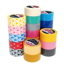 DK 국내산 패션 디자인 OPP 박스 테이프 모음 1세트 10개입 땡땡이&체크&칼라 폭5Cm x 길이40M OPP패션 박스테이프, 땡땡이 핑크