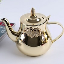 도자기 내열 사기 주전자 티포트 아랍어 스타일 스테인레스 스틸 이슬람 대용량 단일 차 투수 유도 밥솥 물, 1.42리터