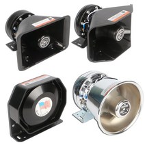 600w 800w 고출력 12v 24v 자동차 무선 사이렌 확성기, 은색 스틸 스피커 2개 800w 리모콘 범용