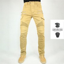 신제품 오토바이 바지 남성용 모토크로스 캐주얼 라이딩 모토사이클 스트리트 보호 장비, 03 khaki with gear B_04 XL