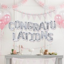 제이벌룬 알파벳은박풍선세트 CONGRATULATIONS, 1세트, 실버
