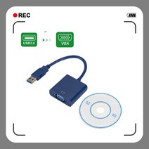 VGA케이블 모니터연결케이블 디스플레이포트 Grwibeou-1080P USB-VGA 어댑터 USB 3.0-VGA 비디오 디스플레이 외부 변환기 카드 휴대용 PC 노트북 모니터 프, [01]  0.5m, 03 Blue_01 < =0.5m