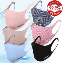 비크론 은나노 도전사 3D 입체 연예인 항균 마스크 5+1장/연한핑크+연한갈색+스카이블루+레드패턴+블루패턴+랜덤1매 세탁가능