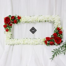 메이비플라워 레드장미와수국 부부단 납골당리스 봉안당조화, 55cmx25cm