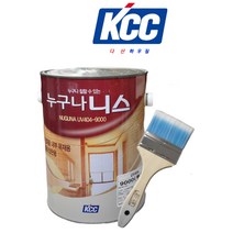 KCC 누구나니스 4L 유광 투명 목재용 실내용 바니쉬 코팅(투명유광)+PP평붓3인치, 유광투명