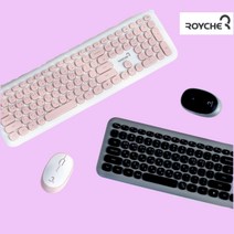 로이체 무선키보드마우스세트 컴퓨터키보드 사무용 핑크 그레이, 사랑스런 핑크