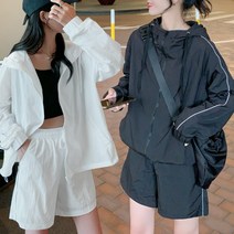 여성 트레이닝 세트 바람막이 후드 집업 봄 여름 점퍼