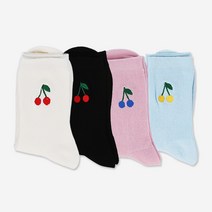 플라잉타이거 체리체리한 상큼 양말 (4컬러 택1), 블랙, M (235-245mm)