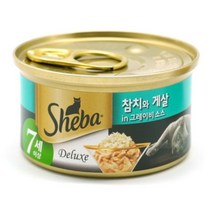 쉬바 반려묘용 7세이상 간식캔, 12개, 참치 + 게살 혼합맛