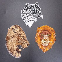 호랑이패치 와펜 자수 뱃지 스티커 밸크로 야수 맹수, 평온소형