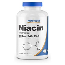 뉴트리코스트 나이아신 비타민B-3 500mg 240캡슐 (8개월분) 글루텐프리 NON-GMO Niacin Vitamin B3