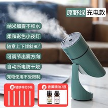 포터블 미니 가습기 각도조절 휴대용 무드등 사무실 선물 무선 USB 데일리 차량용 다용도, 리필면심5개 디퓨저2병 그린 충전용