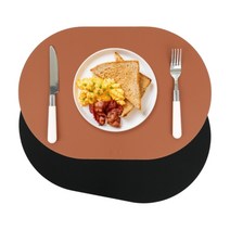 에비에르 가죽 방수 테이블 식탁 매트 2p, 카멜+블랙