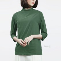 마마제이 중년여자옷 50대 엄마옷 신축성 좋은 무지 기본 반폴라 7부 티셔츠 고급 면