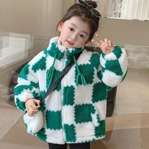 유블리 아동 체크 모노 패턴 털 자켓 후리스