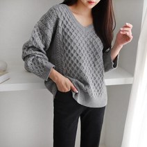 할인클럽Wbx49J9Ry2 벌집 니트 1044371 TOP TEE 브이넥니트 밤색 Chestnut brown 진베이지 Dark Beige 그레이