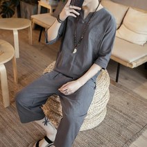 HAXING 남성 여름 캐주얼세트 생활개량 한복 여름 남장 남성 반팔세트