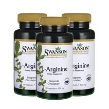 스완슨 L-아르기닌 500mg 캡슐, 100개입, 3개