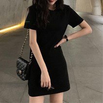 여학생 가성비 심플 반팔 미니원피스 무릎위기장 나들이 여자