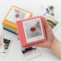 인스탁스 폴라로이드 미니 포켓 앨범 표지 교체 가능 핸디 휴대, 코랄 핑크